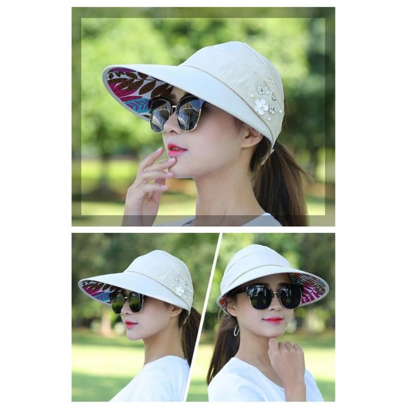 Floral Embellished Black Sun Hat - Picture 2 of 9